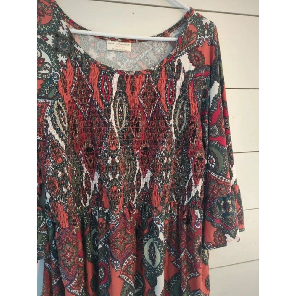 Bobby Brooks 3x boho top shirred bodice
